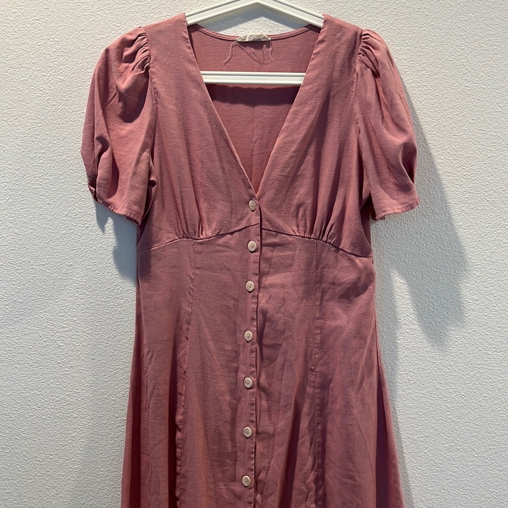 Mauve Puff Sleeve Dress